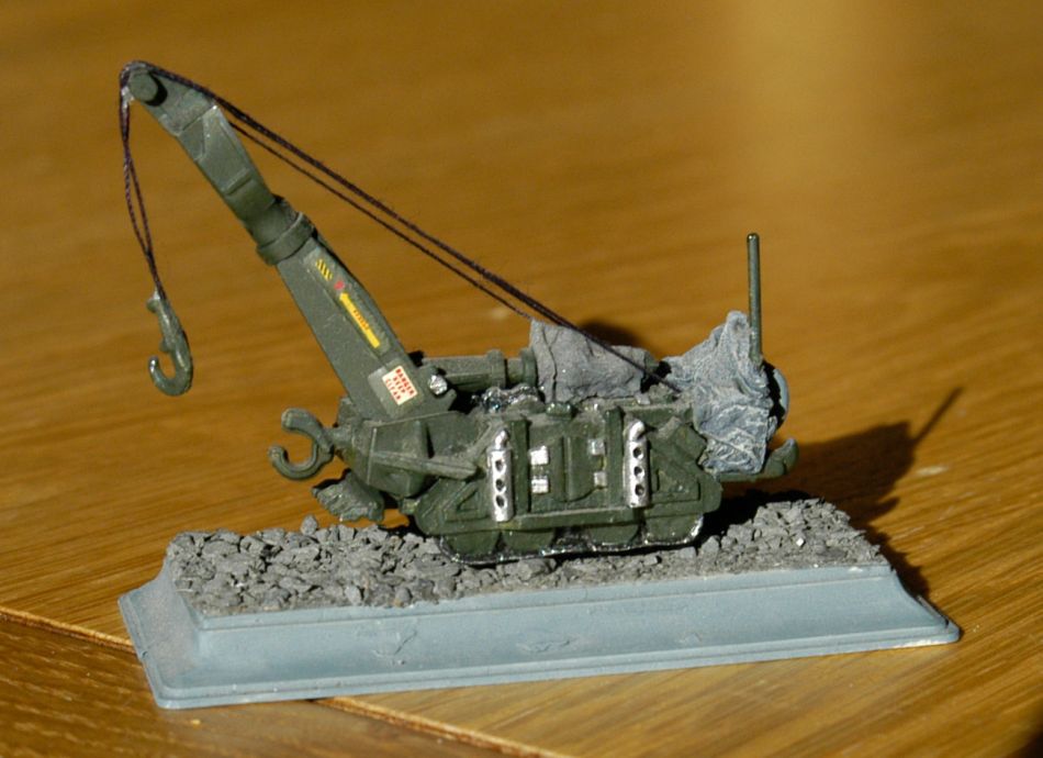 A Space Marine Rhino recovery crane
